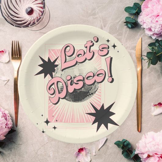 Retro Let's Disco Verjaardag Papieren Bordje