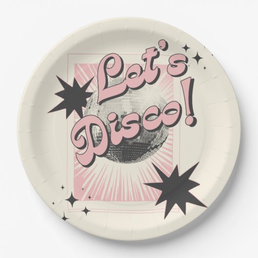Retro Let's Disco Verjaardag Papieren Bordje (Voorkant)