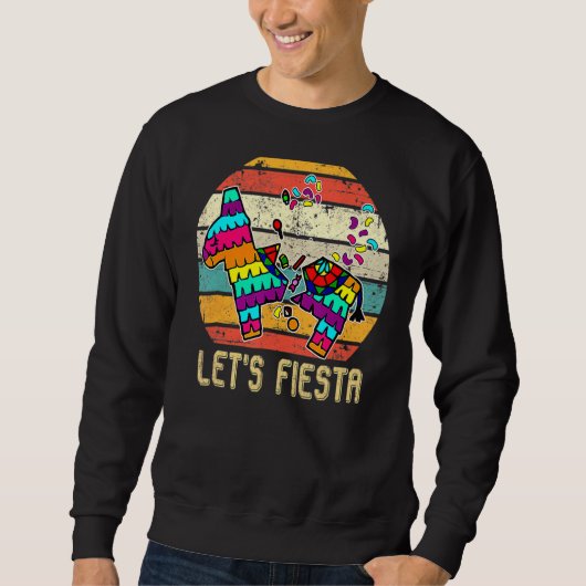 Retro Let's Fiesta Pinata Happy Cinco De Mayo Par Trui (Voorkant)