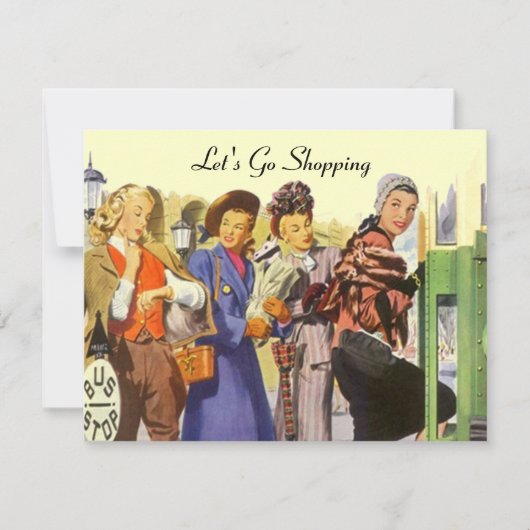 Retro LET'S GAAN INvitations City Stop Kaart (Voorkant)