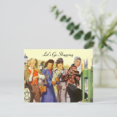 Retro LET'S GAAN INvitations City Stop Kaart (Staand voorkant)