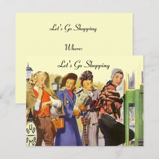 Retro LET'S GAAN INvitations City Stop Kaart (Voorkant / Achterkant)