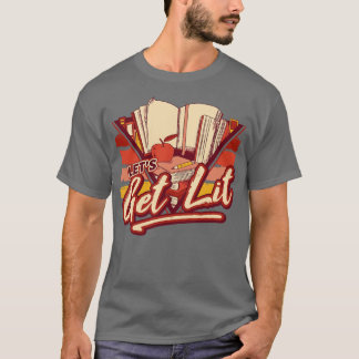Retro Lets Get Lit 90s Stijl Boek Lover Literatuur T-shirt