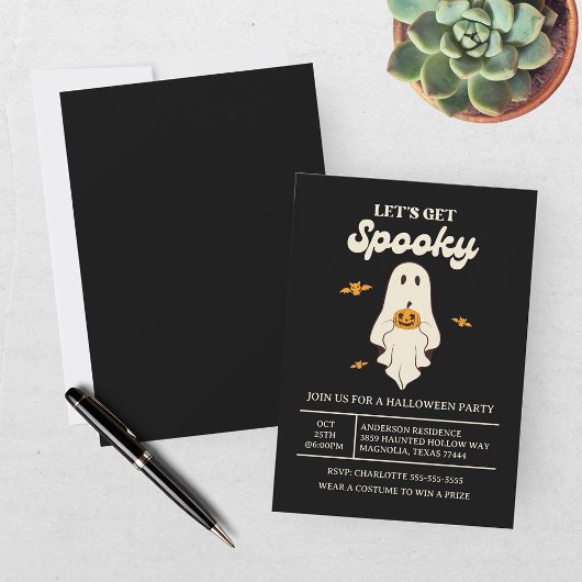 Retro Let's Get Spooky Halloween Kaart