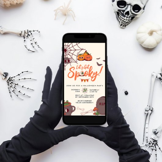 Retro Let's Get Spooky Halloween Party Kaart