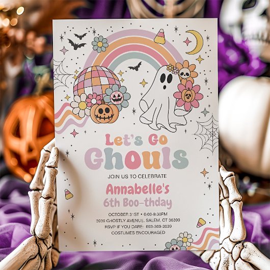 Retro Let's Go Ghouls Halloween Verjaardag Kaart