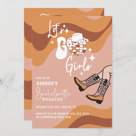 Retro Let's Go Meisjes Bachelorette Kaart (Voorkant / Achterkant)