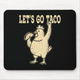 Retro Let's Go Taco Chicken Holding Taco Muismat