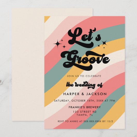 Retro Let's Groove Casual Wedding Kaart (Voorkant / Achterkant)