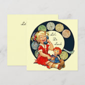 Retro LET'S Lunch Invitations Long Time Friends Kaart (Voorkant / Achterkant)