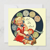 Retro LET'S Lunch Invitations Long Time Friends Kaart (Voorkant)