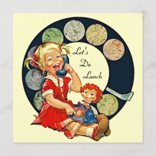 Retro LET'S Lunch Invitations Long Time Friends Kaart