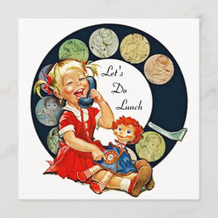 Retro LET'S Lunch Invitations Long Time Friends Kaart