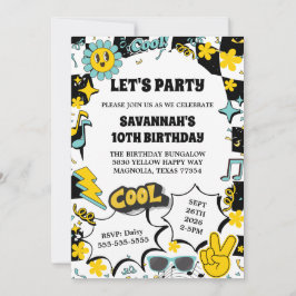 Retro Let's Party Birthday Kaart