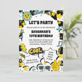 Retro Let's Party Birthday Kaart (Staand voorkant)
