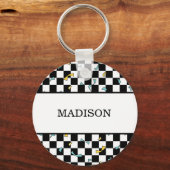 Retro Let's Party Daisy Verjaardag Sleutelhanger (Achterkant)