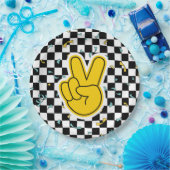 Retro Let's Party Peace Sign Verjaardag Papieren Bordje (Feest)