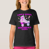 Retro Lets Roll Schaatsen Neon Roze T-shirt (Voorkant)