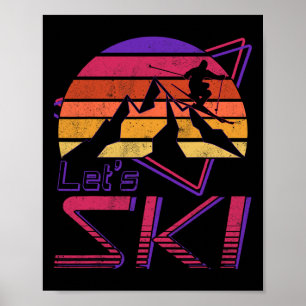 Retro Let's Ski  jaren 80 90 Sneeuwskiën Poster