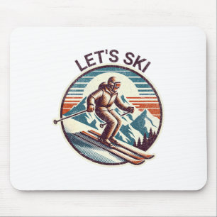 Retro Let's Ski Resort Winterskiën Muismat