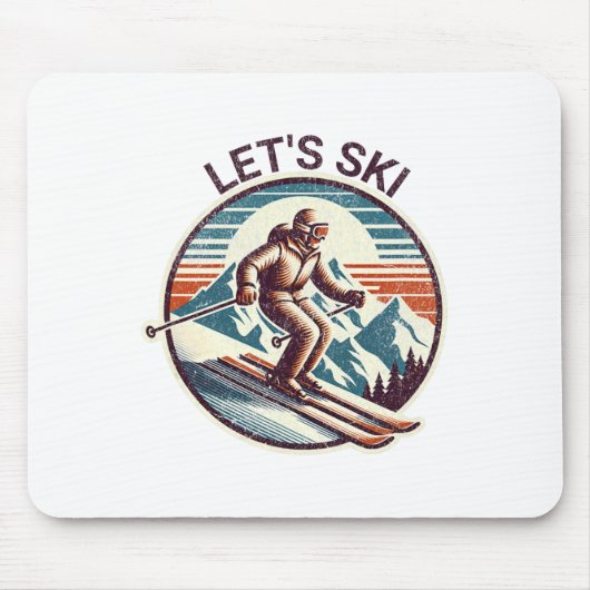 Retro Let's Ski Resort Winterskiën Muismat (Voorkant)