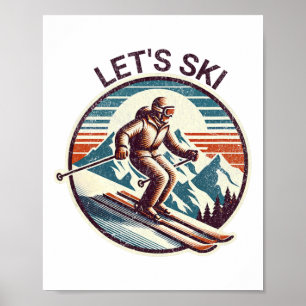 Retro Let's Ski Resort Winterskiën Poster