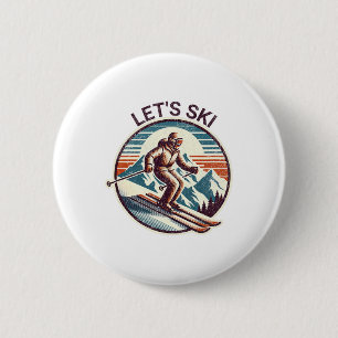 Retro  Let's Ski Resort Winterskiën Ronde Button 5,7 Cm