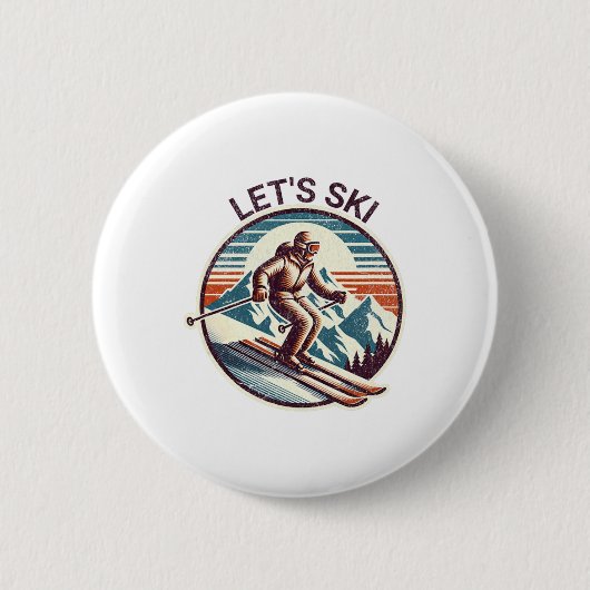 Retro Let's Ski Resort Winterskiën Ronde Button 5,7 Cm (Voorkant)