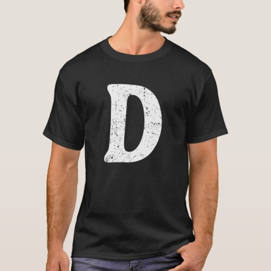 Retro Letter D Capital Alphabet Monogram Initiaal T-shirt (Voorkant)