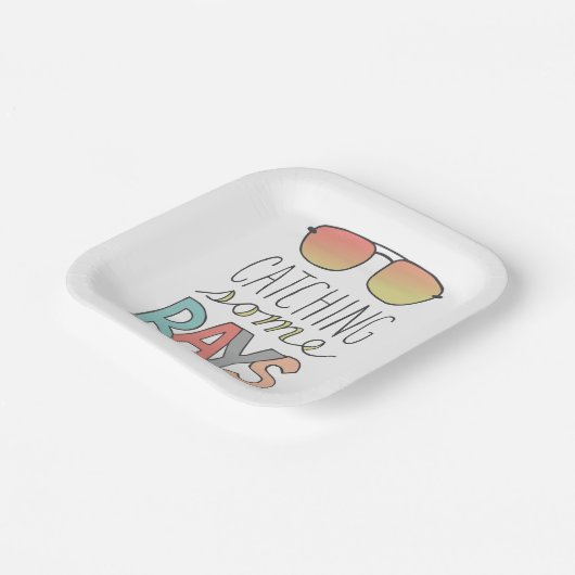 Retro Lettered Zomer Zonnebril Verjaardag Papieren Bordje (Gebogen)