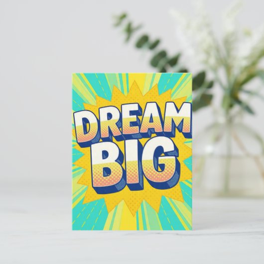 Retro lettering dream big text briefkaart (Staand voorkant)