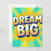 Retro lettering dream big text briefkaart (Voorkant / Achterkant)