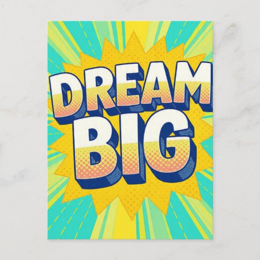 Retro lettering dream big text briefkaart (Voorkant)
