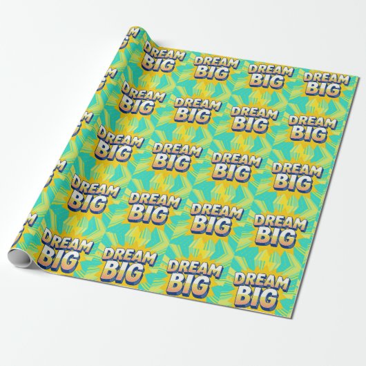 Retro lettering dream big text cadeaupapier (Uitgerold)