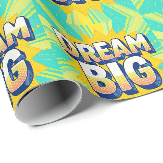 Retro lettering dream big text cadeaupapier (Rol Hoek)