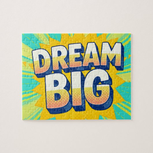 Retro lettering dream big text legpuzzel (Horizontaal)