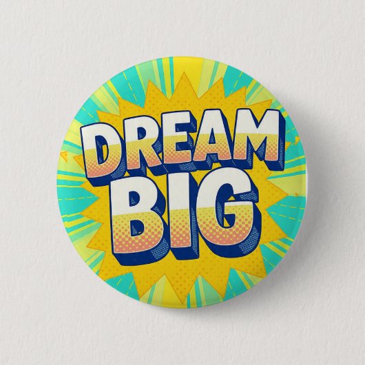 Retro lettering dream big text ronde button 5,7 cm (Voorkant)