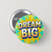 Retro lettering dream big text ronde button 5,7 cm (Voorkant /achterkant)