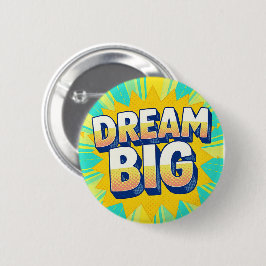 Retro lettering dream big text ronde button 5,7 cm