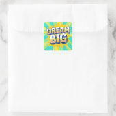 Retro lettering dream big text vierkante sticker (Tas)