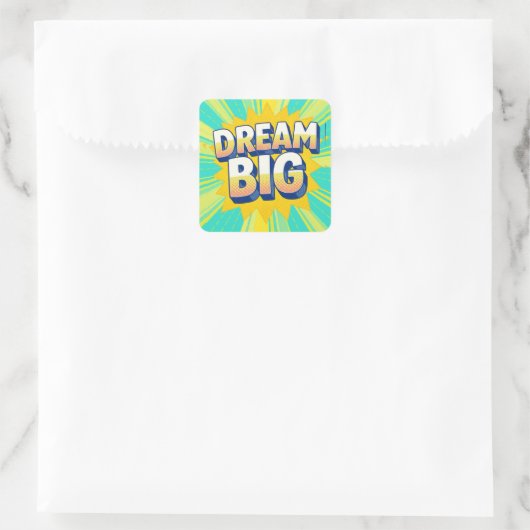 Retro lettering dream big text vierkante sticker (Tas)