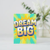 Retro lettering droom groot tekst briefkaart (Staand voorkant)