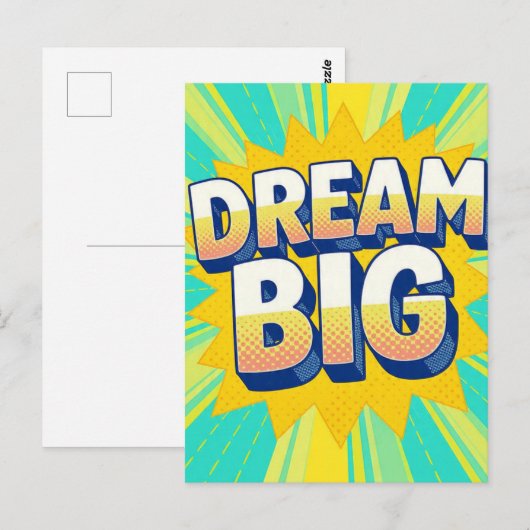 Retro lettering droom groot tekst briefkaart (Voorkant / Achterkant)