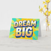 Retro lettering droom groot tekst kaart (Gele Bloem)