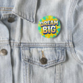 Retro lettering droom groot tekst ronde button 5,7 cm (In situ)