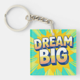 Retro lettering droom groot tekst sleutelhanger