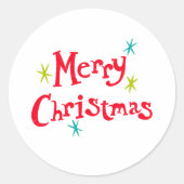 Retro Lettering Vrolijk Kerstfeest Ronde Sticker (Voorkant)