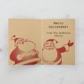 Retro Letterpress Santa Feestdagen Kaart (Binnen)