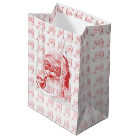 Retro Letterpress Santa Medium Cadeauzakje (Voorkant Gekanteld)
