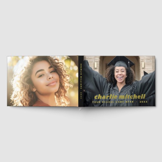 Retro lettertype afstuderen afstuderen foto gastenboek (Volledig)